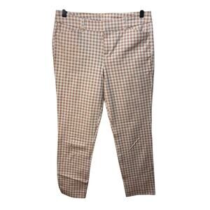 Old Navy Pixie Ankle Pink Peach White‎ Check Pants Size 8 Pre-owned